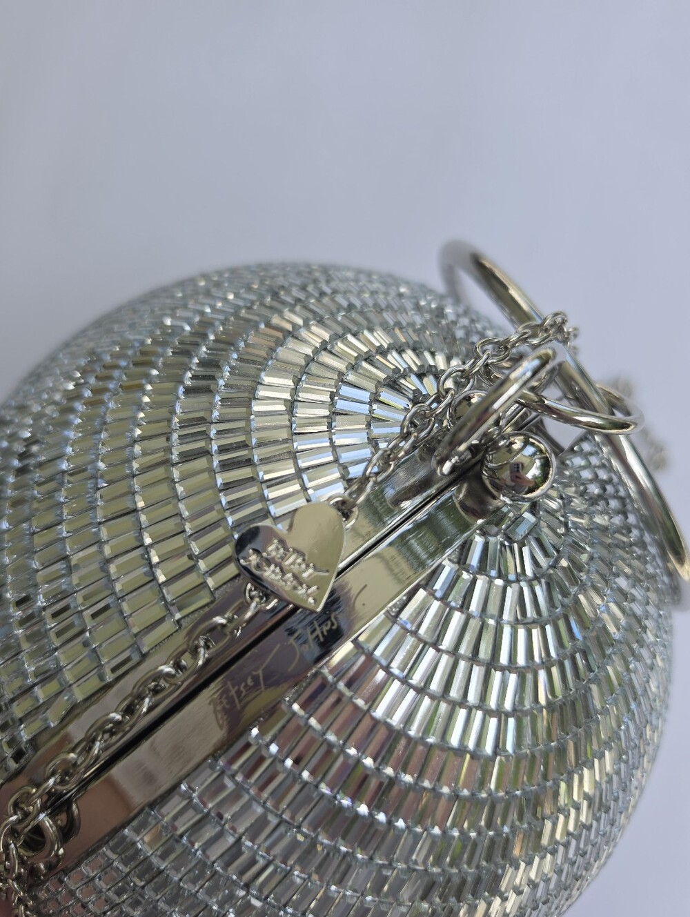 Betsey Johnson - Dancing Queen - Silver Disco Ball Evening Bag with Chain - Picture 4 of 12